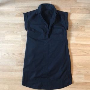 J. Crew XXS Short Sleeve Shirt Dress Black Cotton